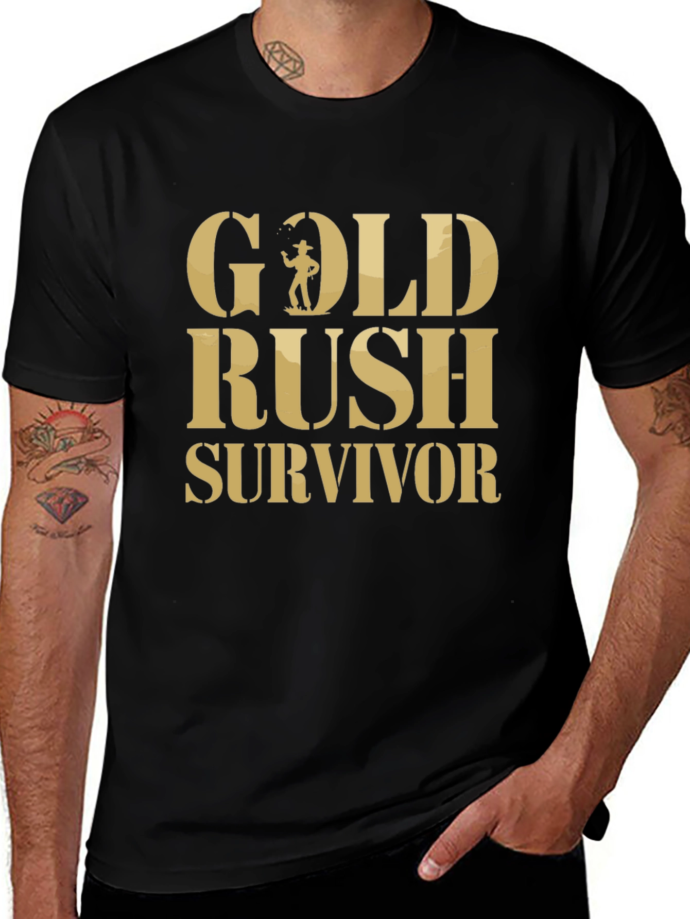 Gold Rush Survivor T-Shirt - Classic Black Tee