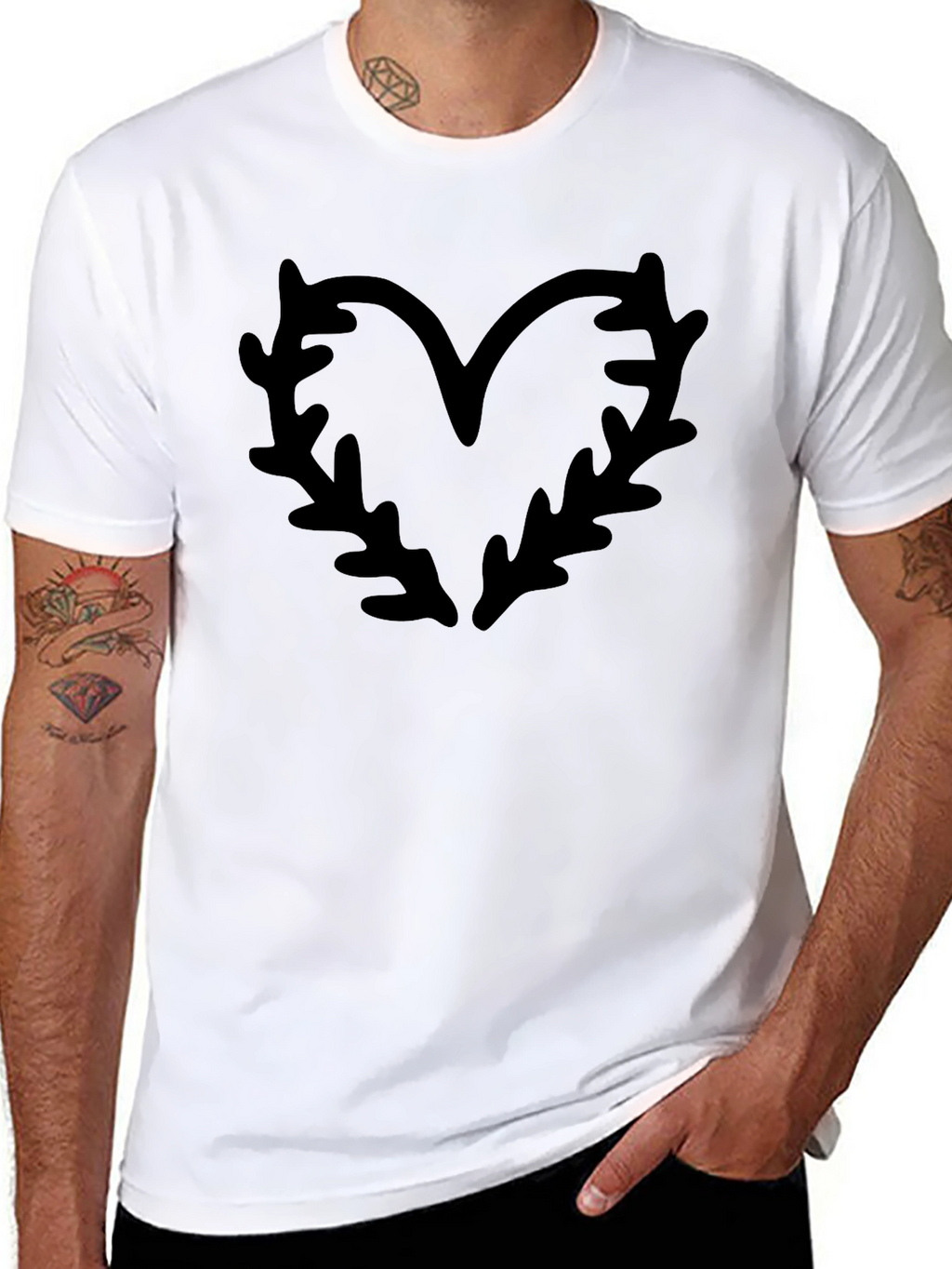 Heart Branch Graphic T-Shirt - Black