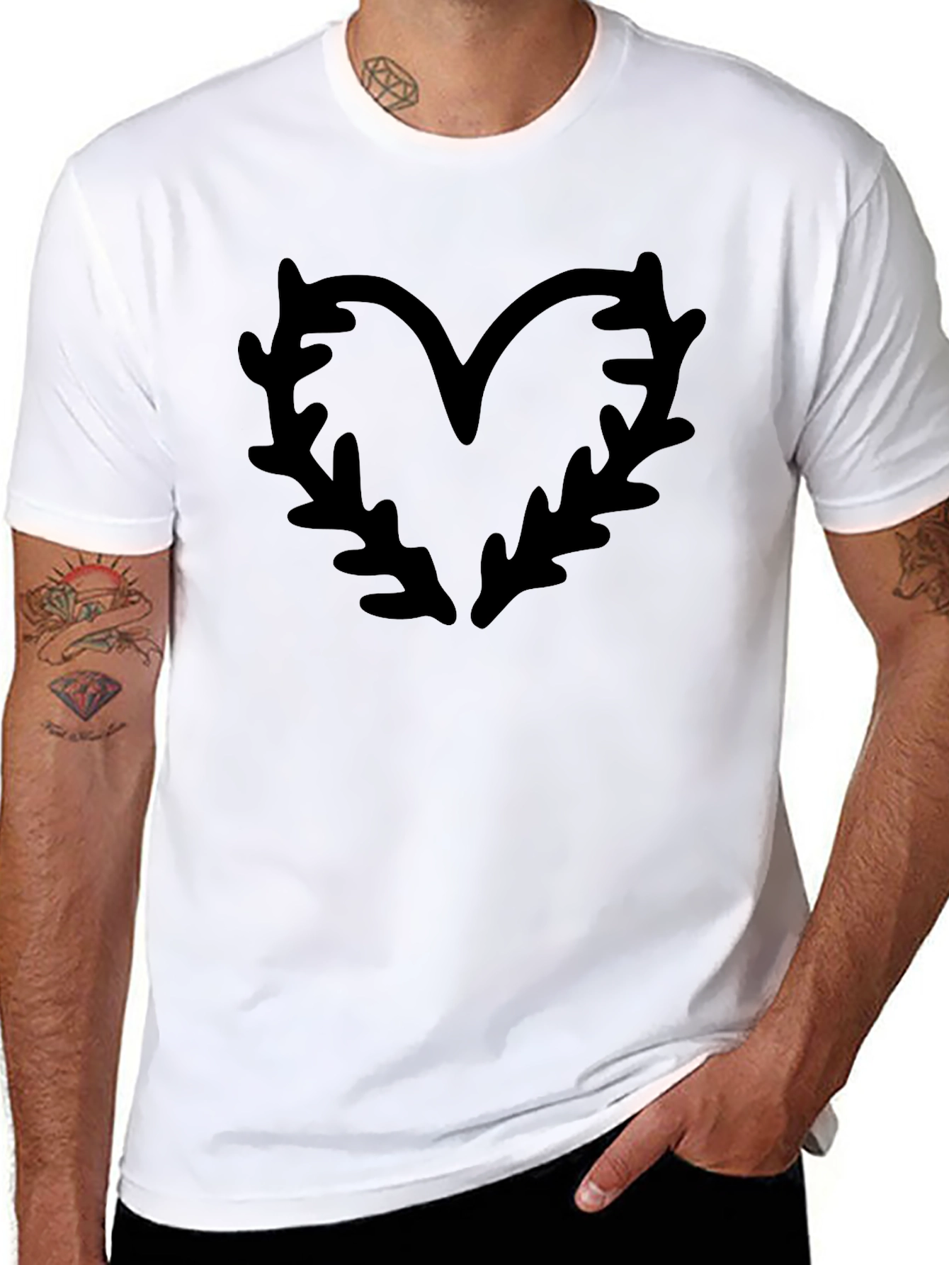 Heart Branch Graphic T-Shirt - Black