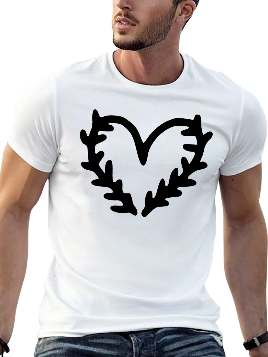 Heart Branch Graphic T-Shirt - Black