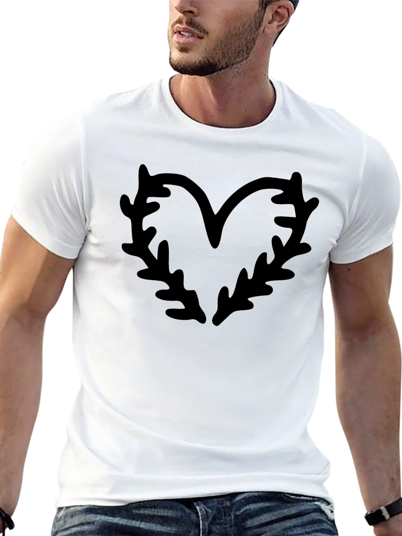 Heart Branch Graphic T-Shirt - Black