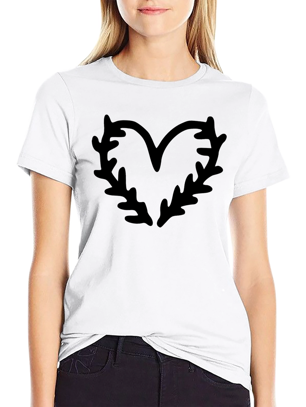 Heart Branch Graphic T-Shirt - Black
