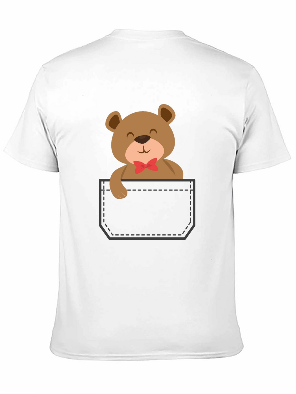 Cute Teddy Bear Pocket T-Shirt - Black