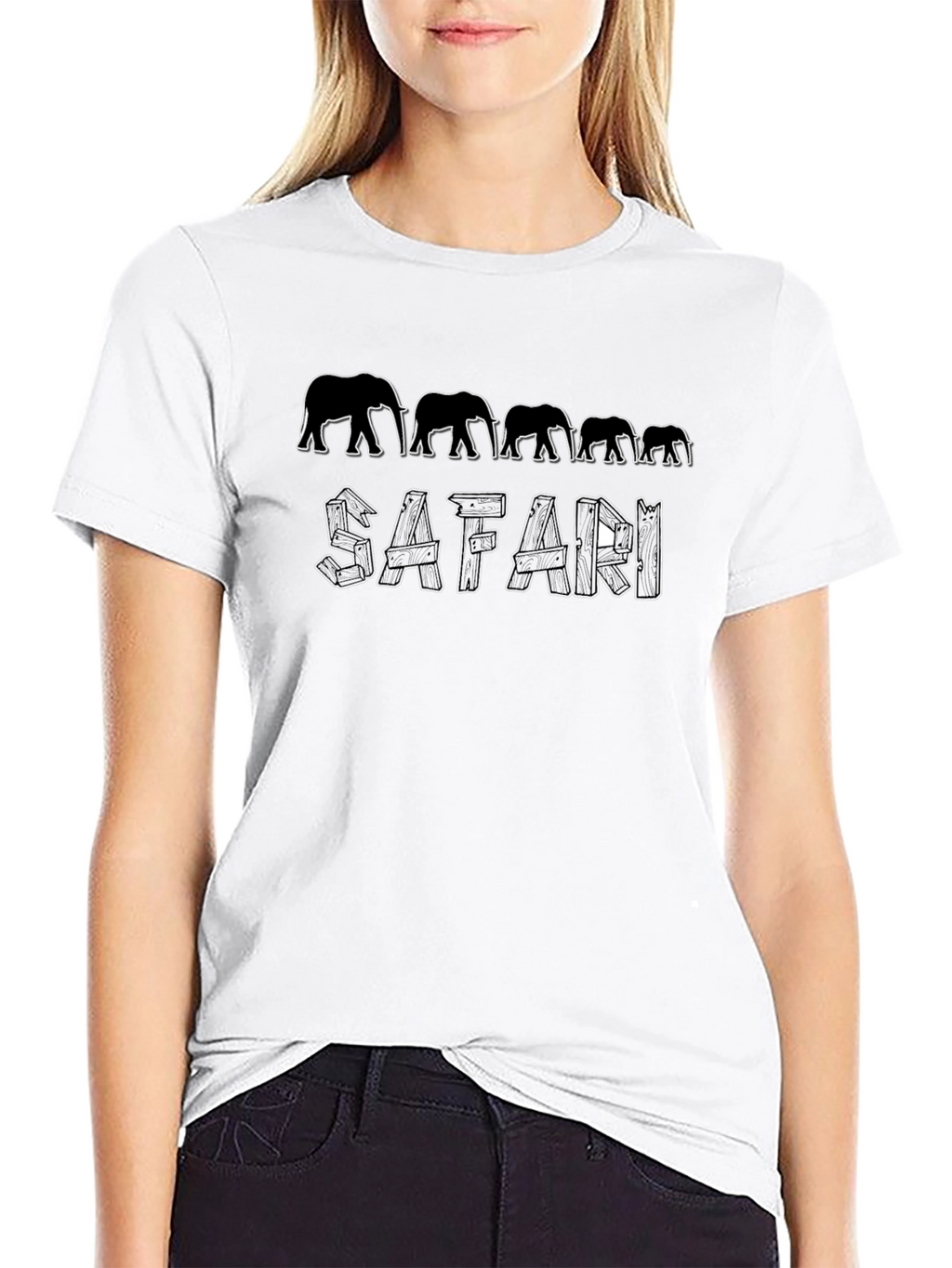Safari Elephant Graphic Black T-Shirt