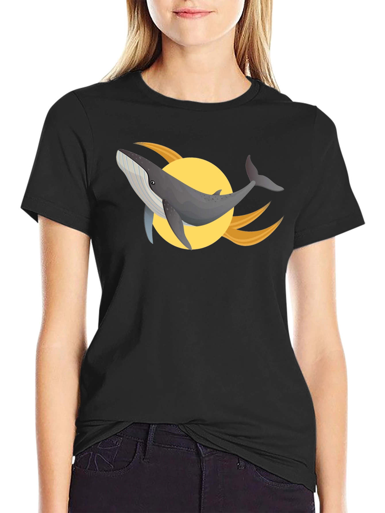 Whale Graphic Black T-Shirt