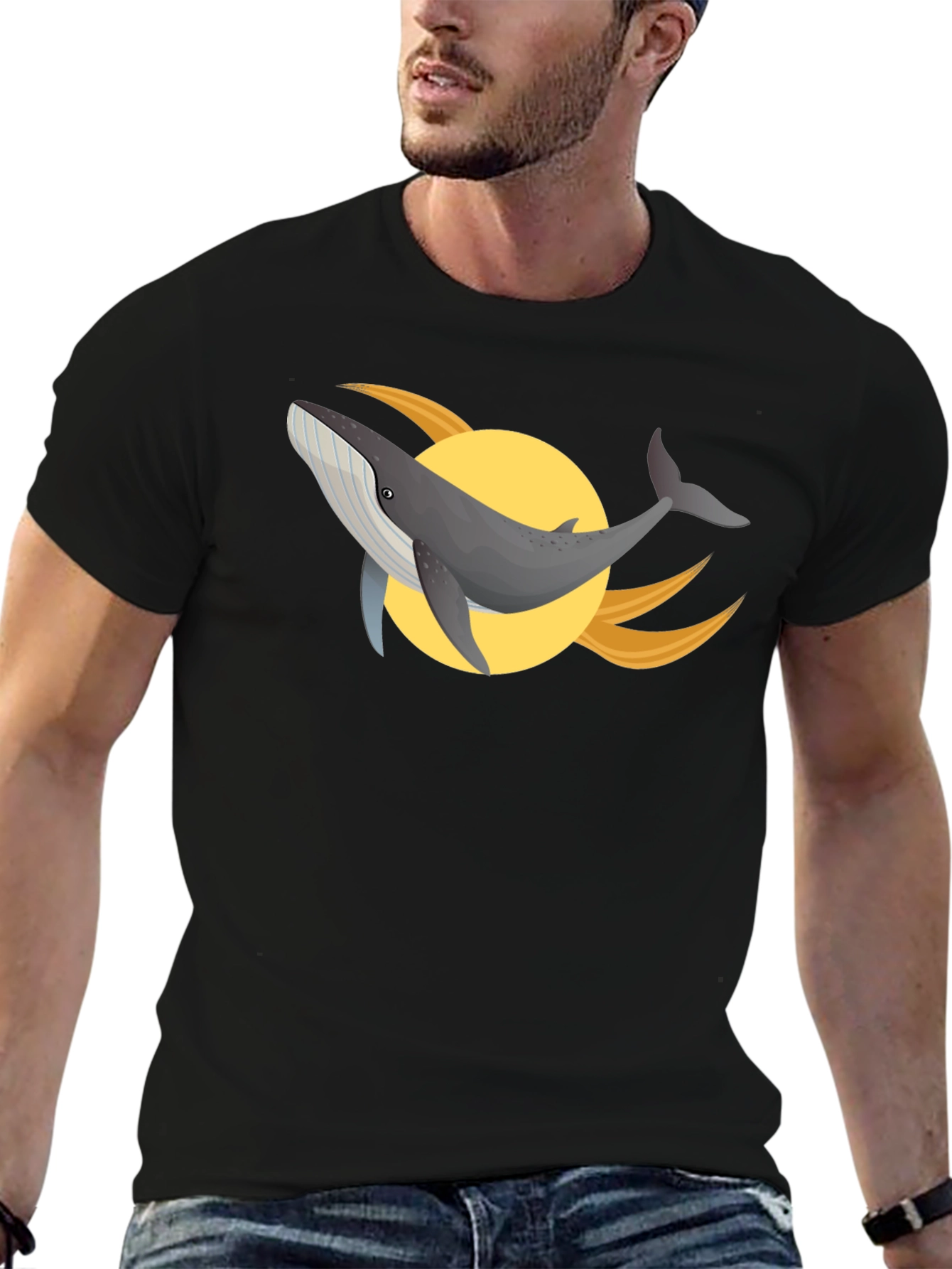 Whale Graphic Black T-Shirt