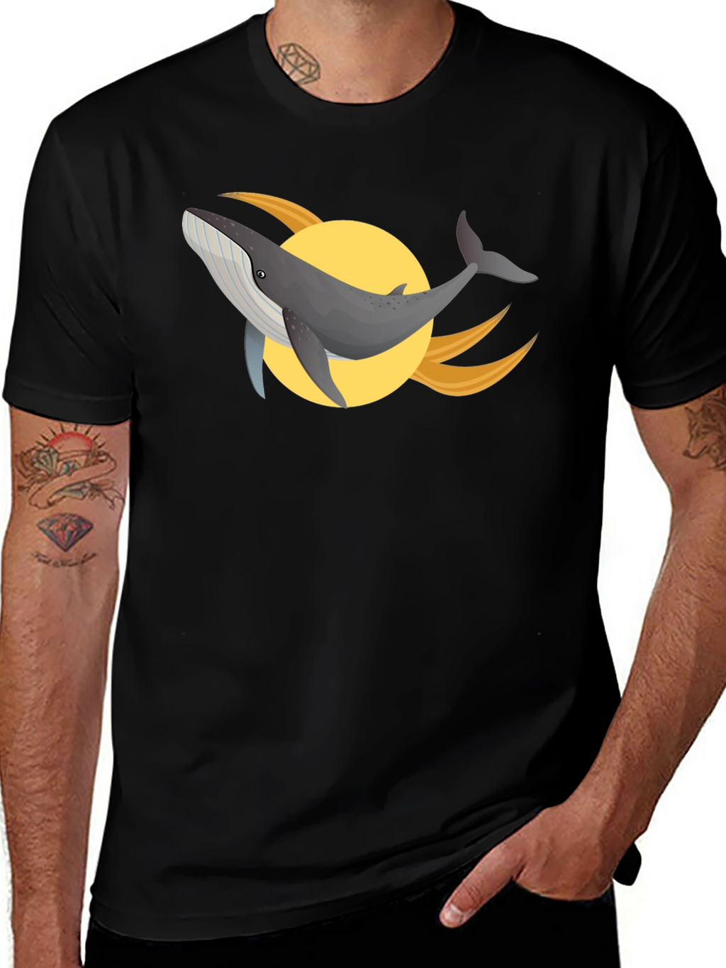 Whale Graphic Black T-Shirt
