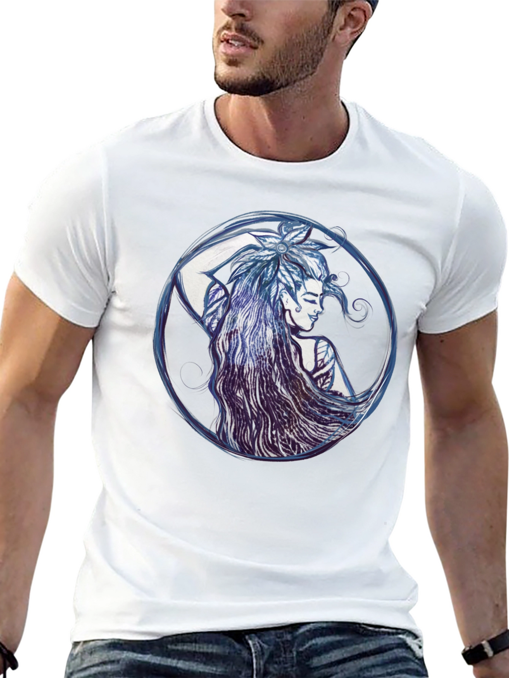 Fantasy Elf Graphic Tee - Stylish Black T-Shirt