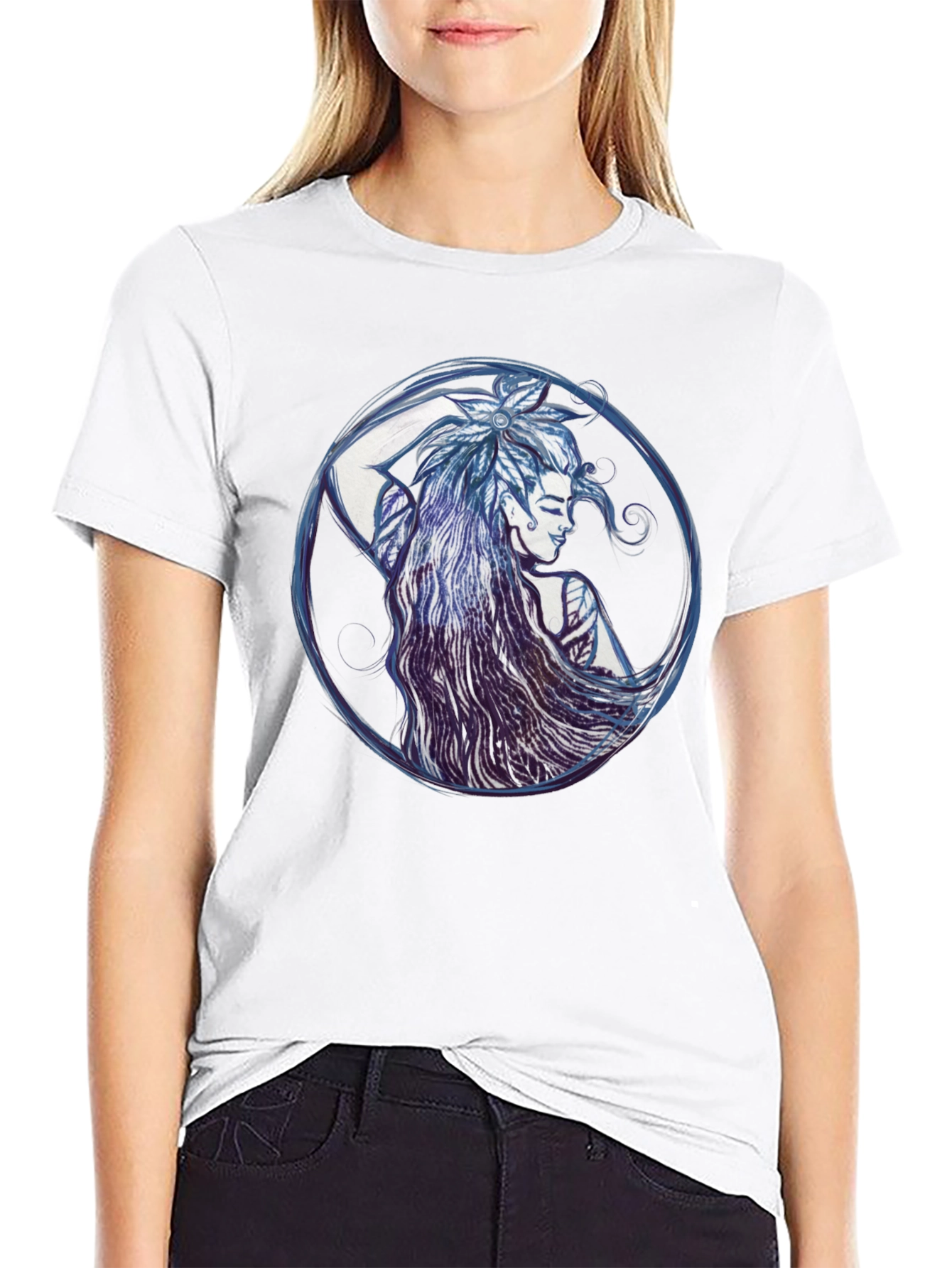 Fantasy Elf Graphic Tee - Stylish Black T-Shirt