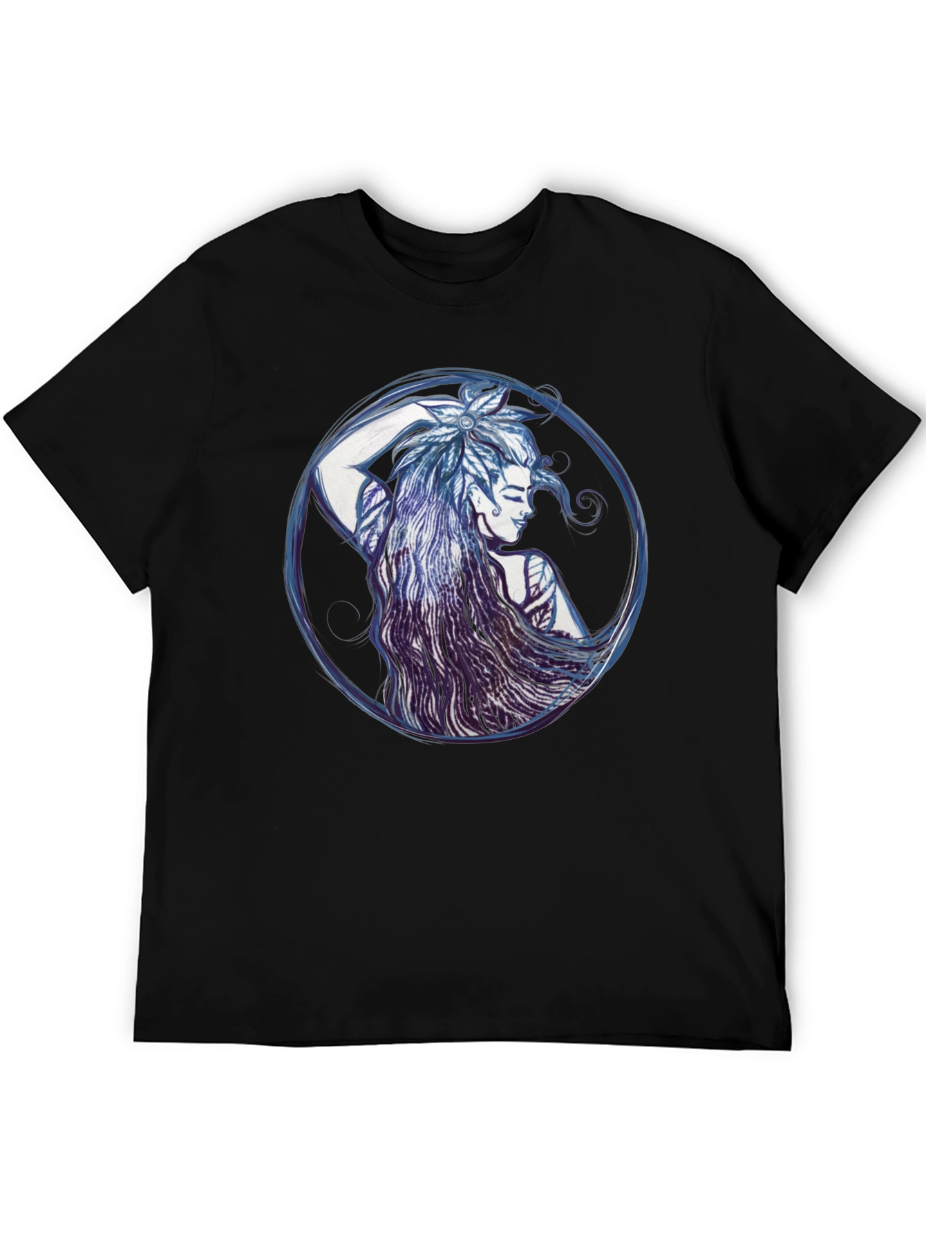 Fantasy Elf Graphic Tee - Stylish Black T-Shirt