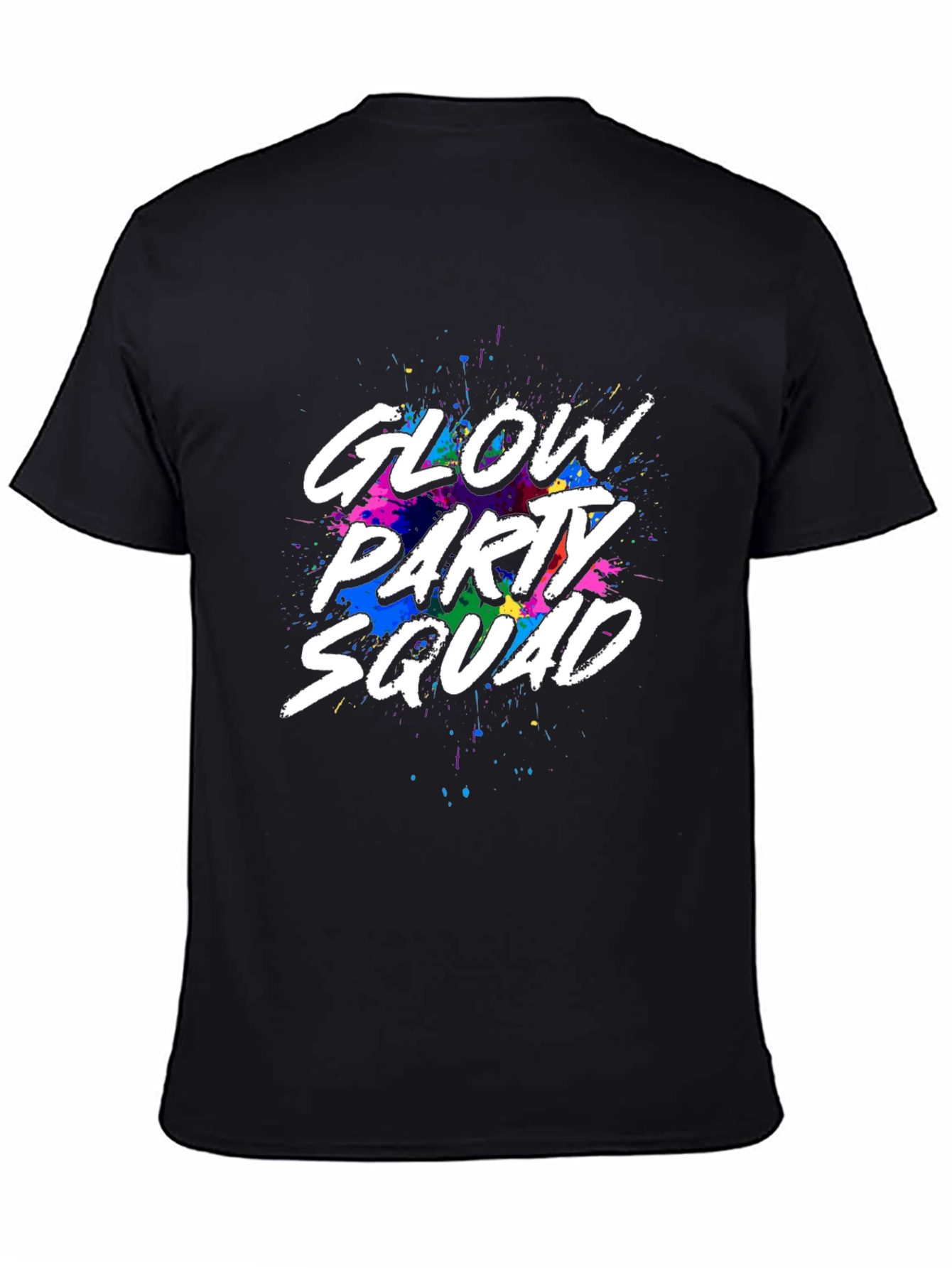 Glow Party Squad Black Crew Neck T-Shirt