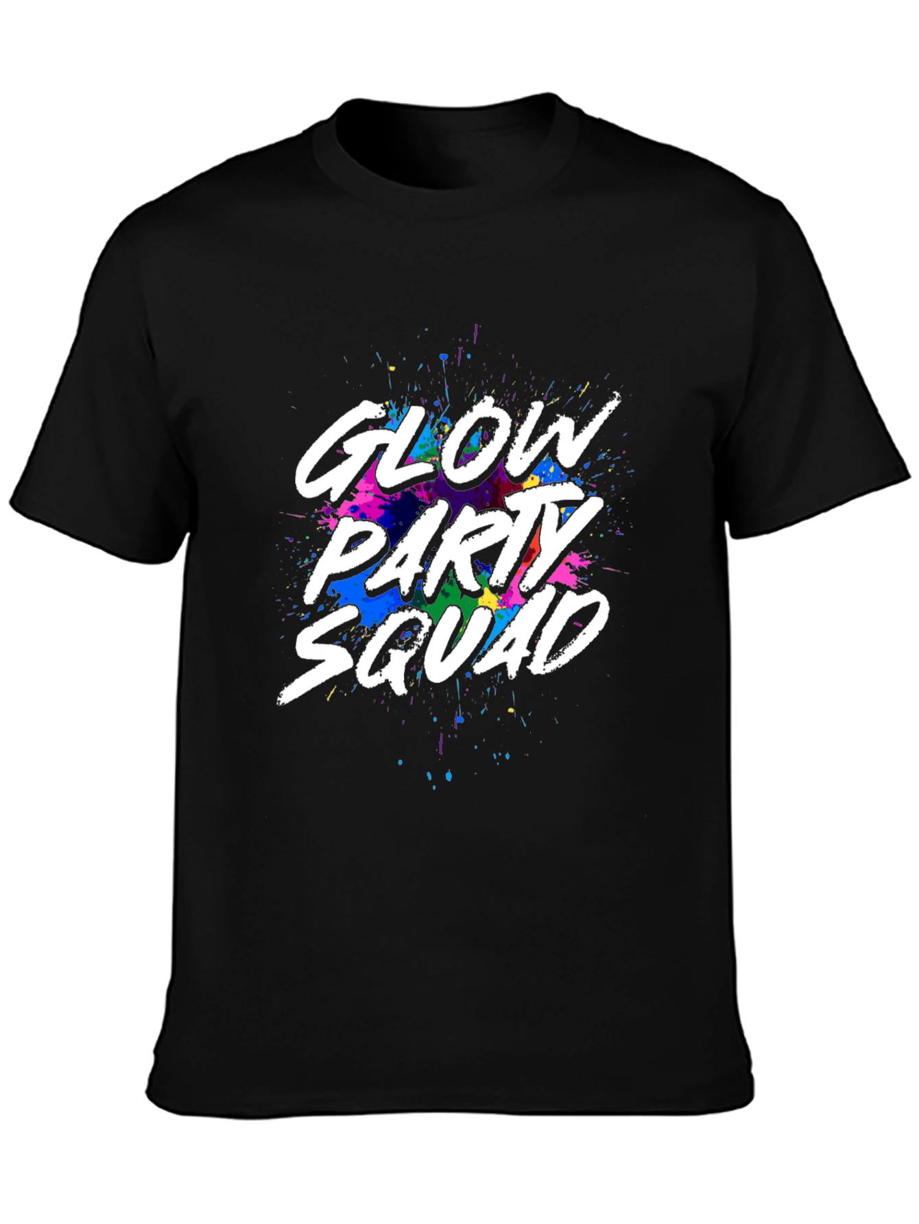 Glow Party Squad Black Crew Neck T-Shirt