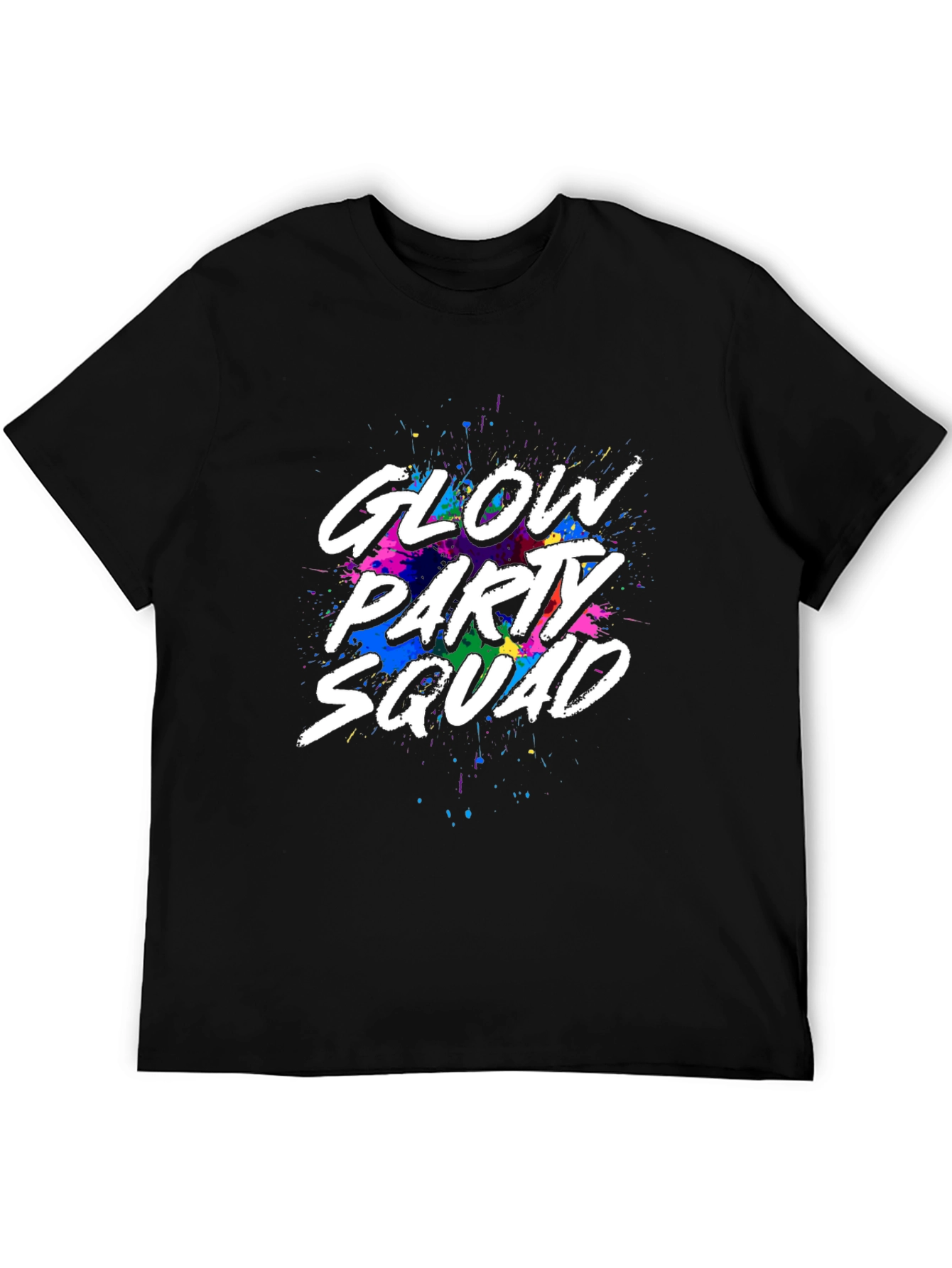 Glow Party Squad Black Crew Neck T-Shirt