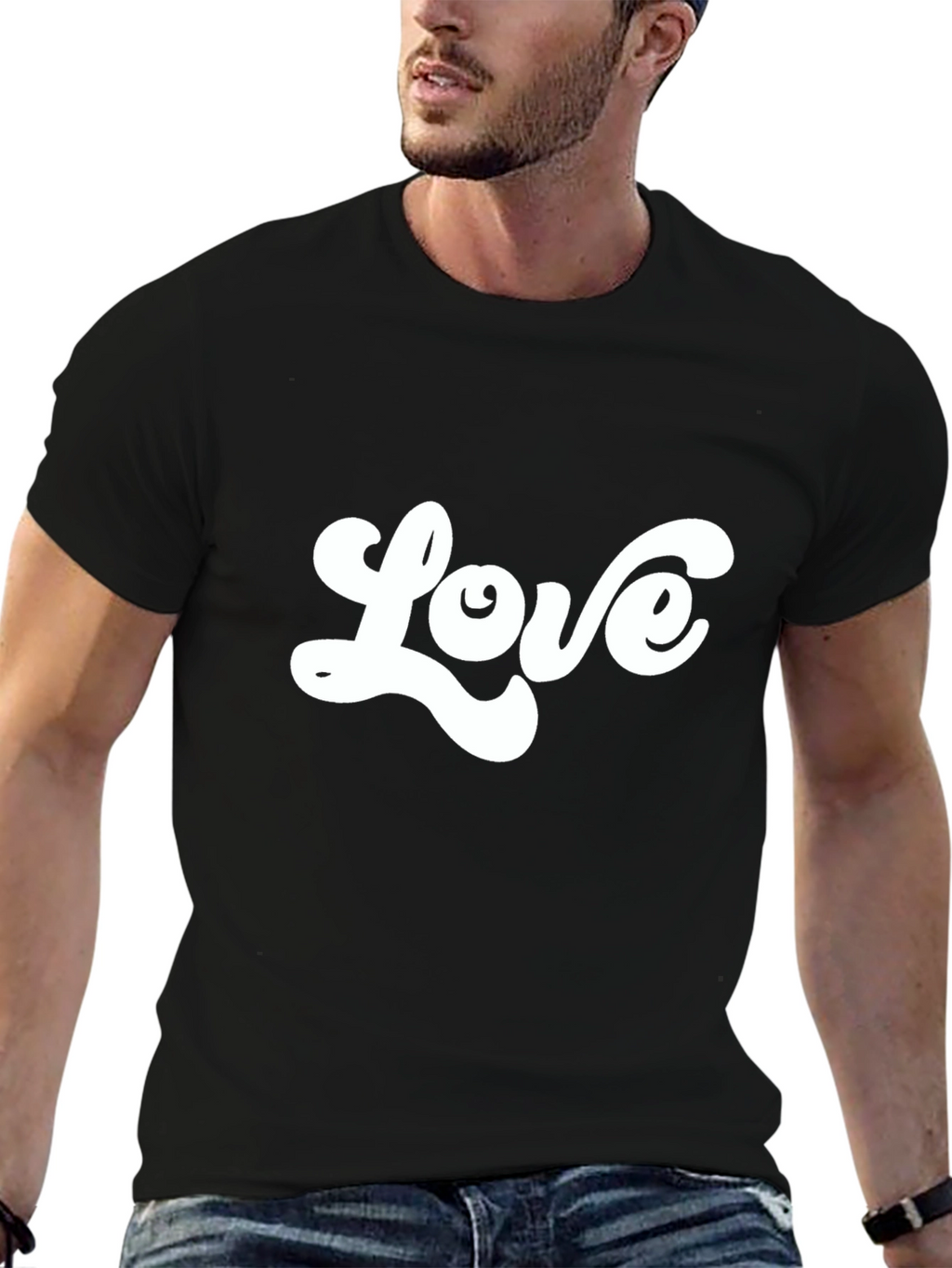 Retro Love Graphic Black T-Shirt
