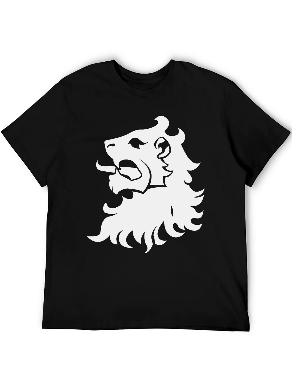 Lion Crest Graphic Tee - Black Cotton T-Shirt