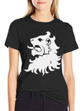 Lion Crest Graphic Tee - Black Cotton T-Shirt