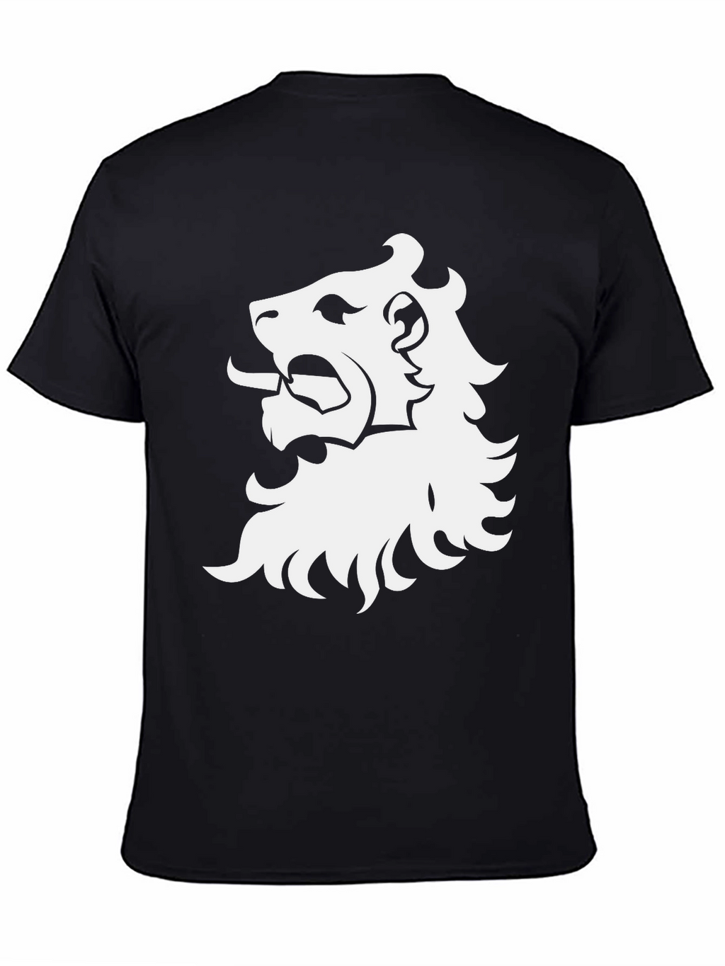 Lion Crest Graphic Tee - Black Cotton T-Shirt