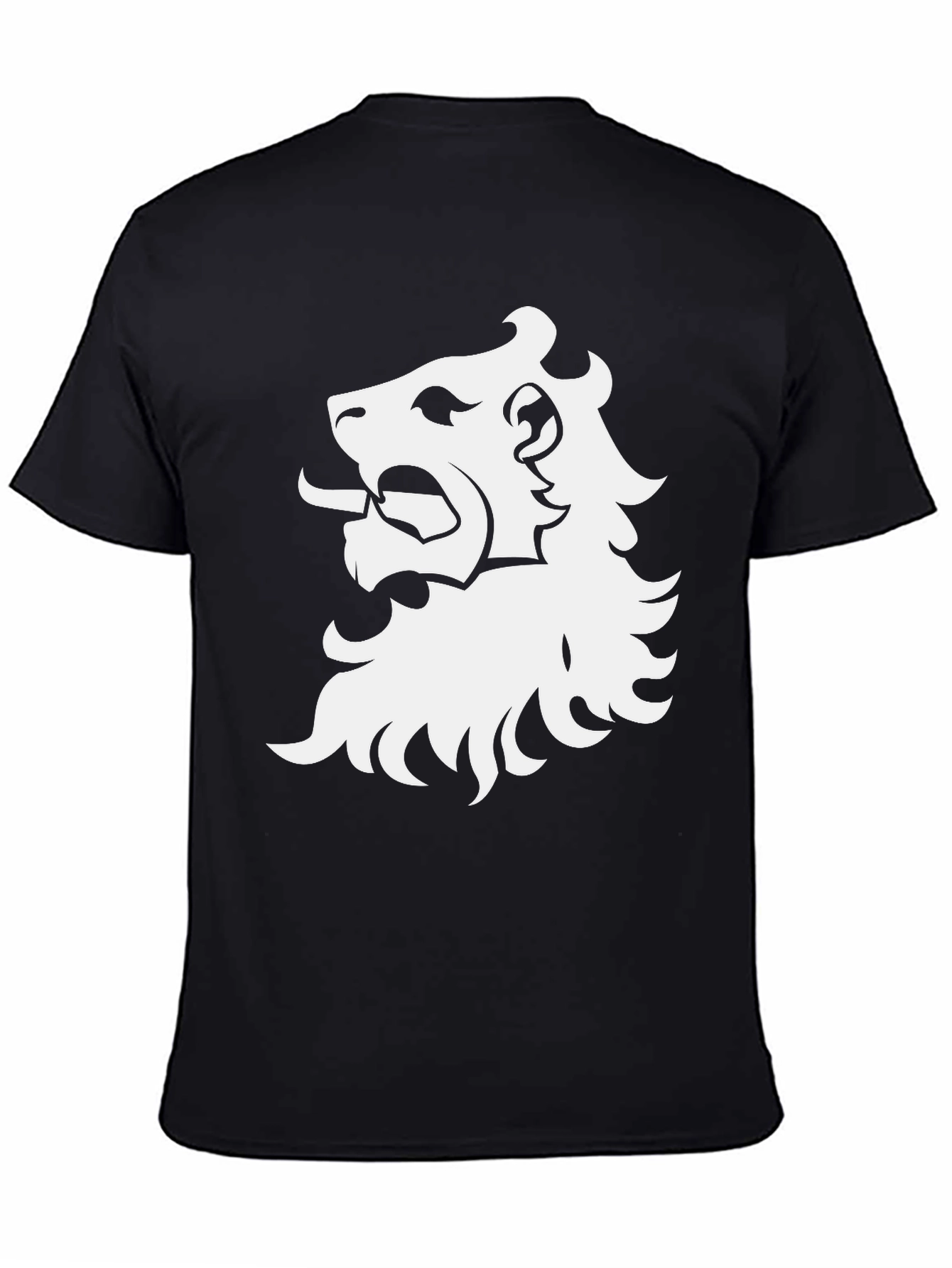 Lion Crest Graphic Tee - Black Cotton T-Shirt