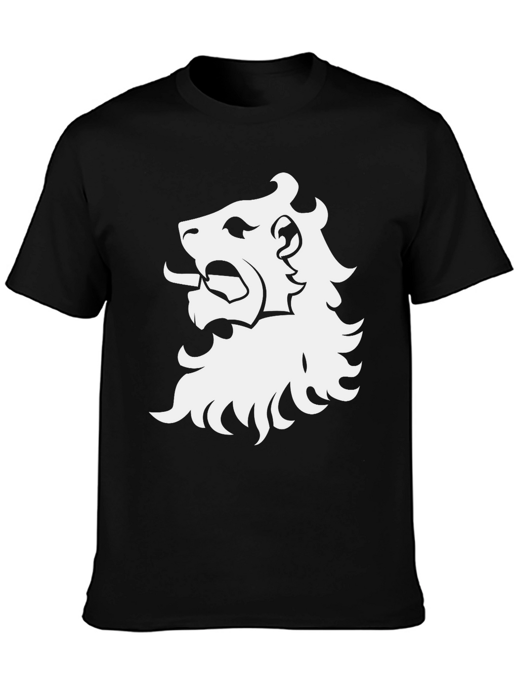 Lion Crest Graphic Tee - Black Cotton T-Shirt