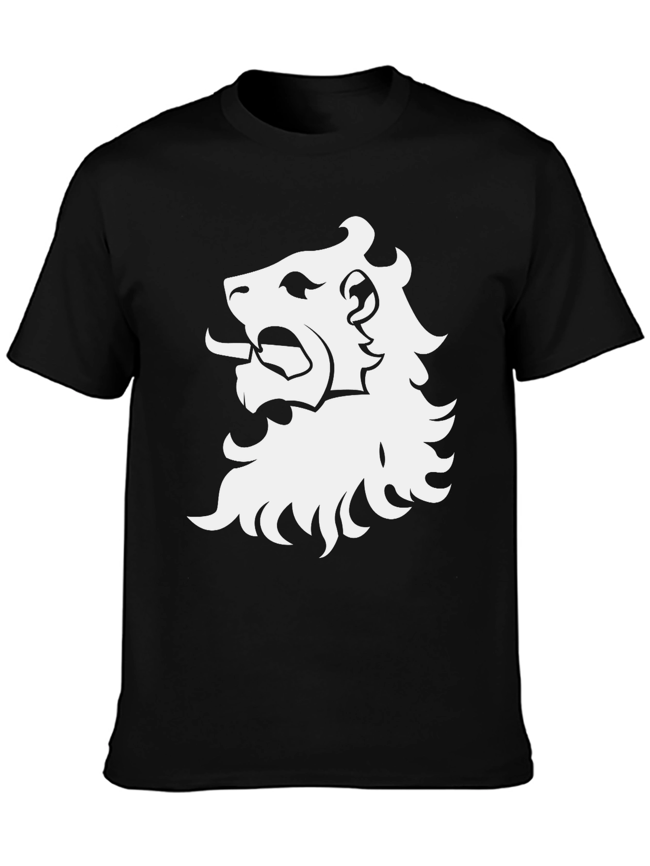 Lion Crest Graphic Tee - Black Cotton T-Shirt