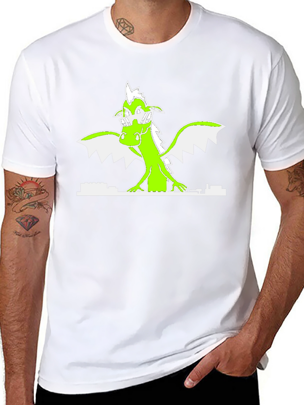 Neon Dragon Graphic Black T-Shirt