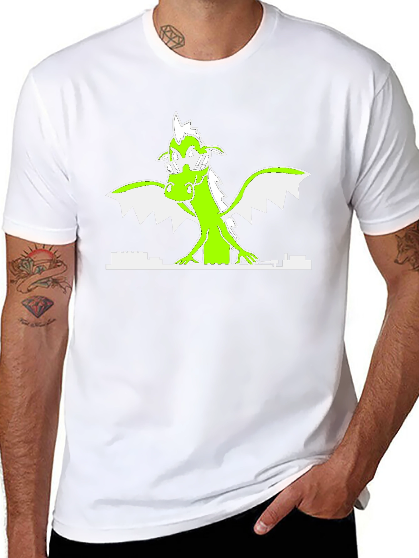 Neon Dragon Graphic Black T-Shirt