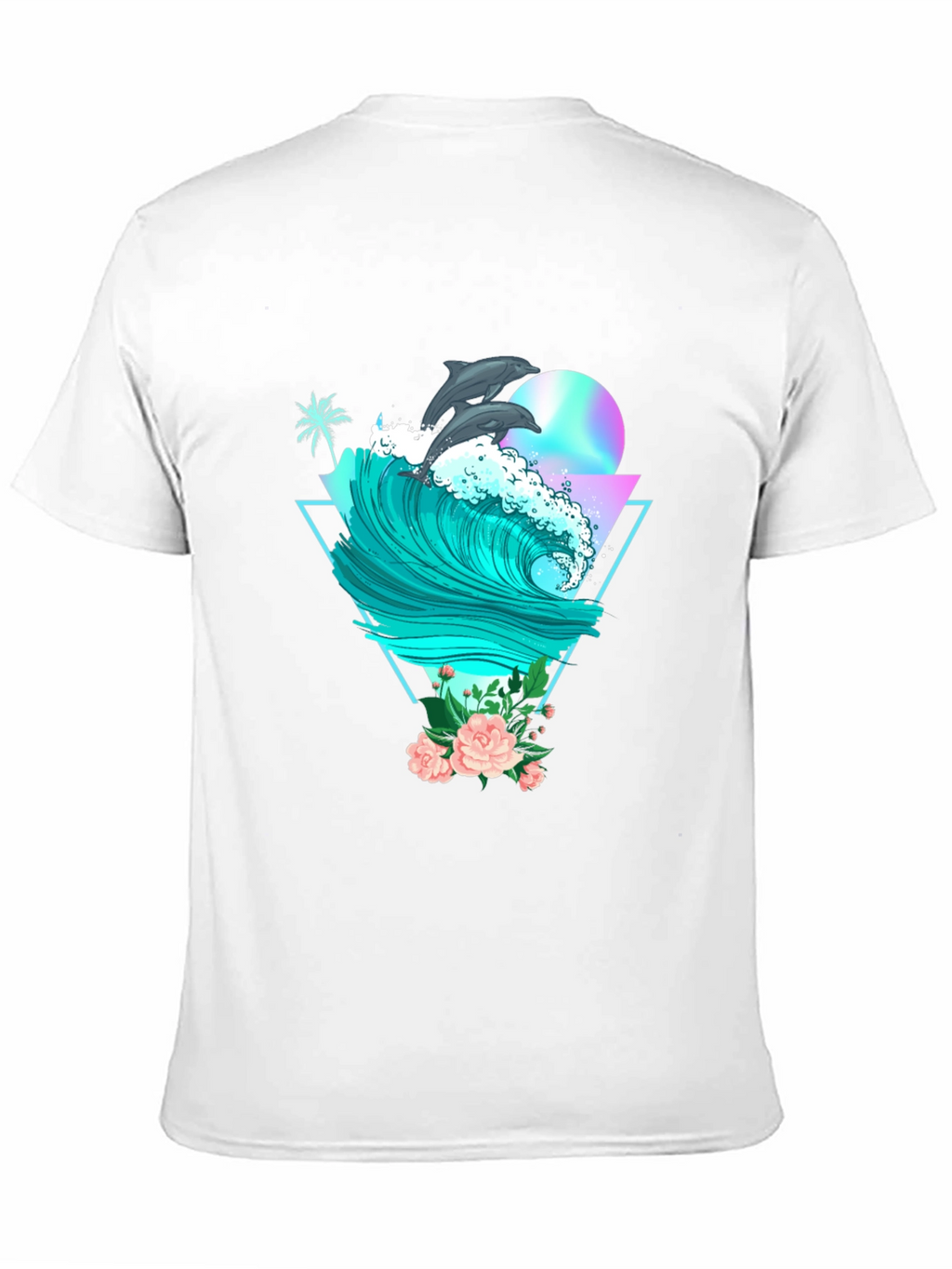 Dolphin Wave Graphic Tee - Black Cotton T-Shirt