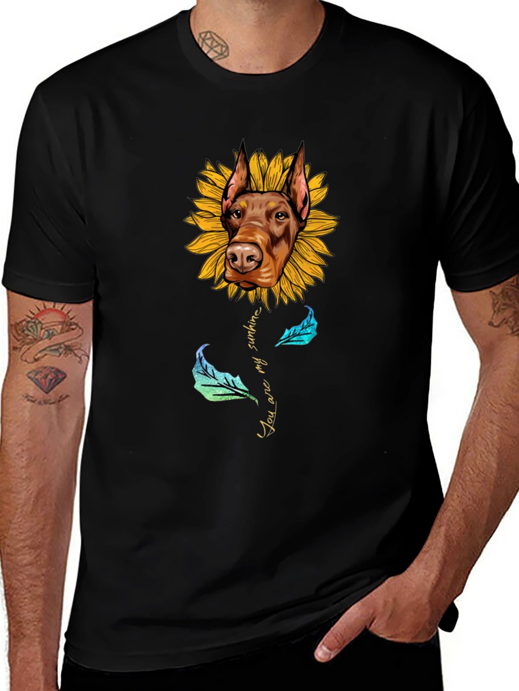 Doberman Sunflower T-Shirt - You Are My Sunshine
