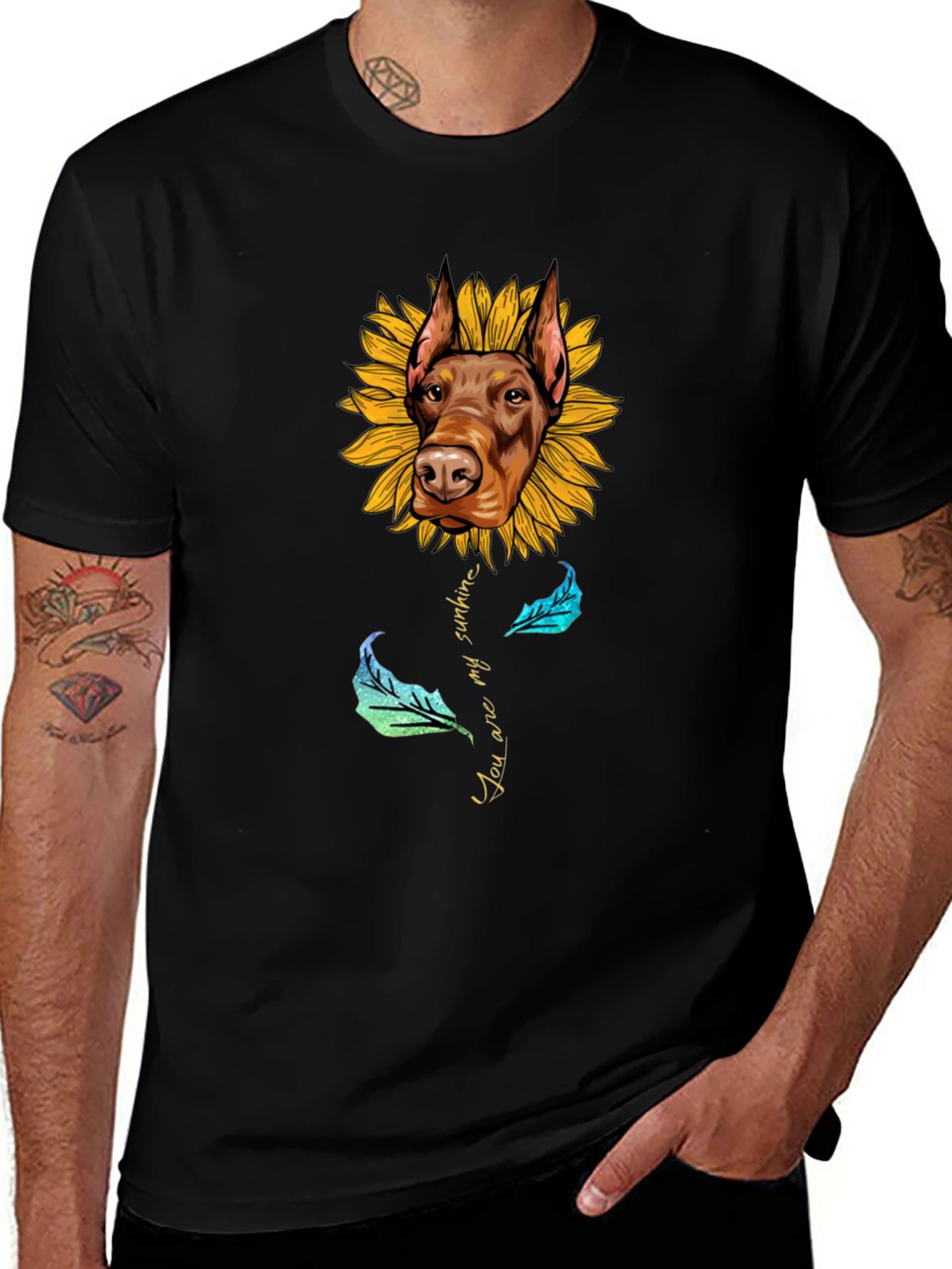 Doberman Sunflower T-Shirt - You Are My Sunshine