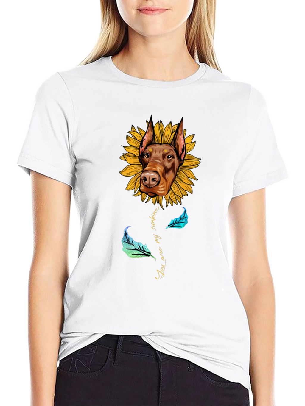 Doberman Sunflower T-Shirt - You Are My Sunshine