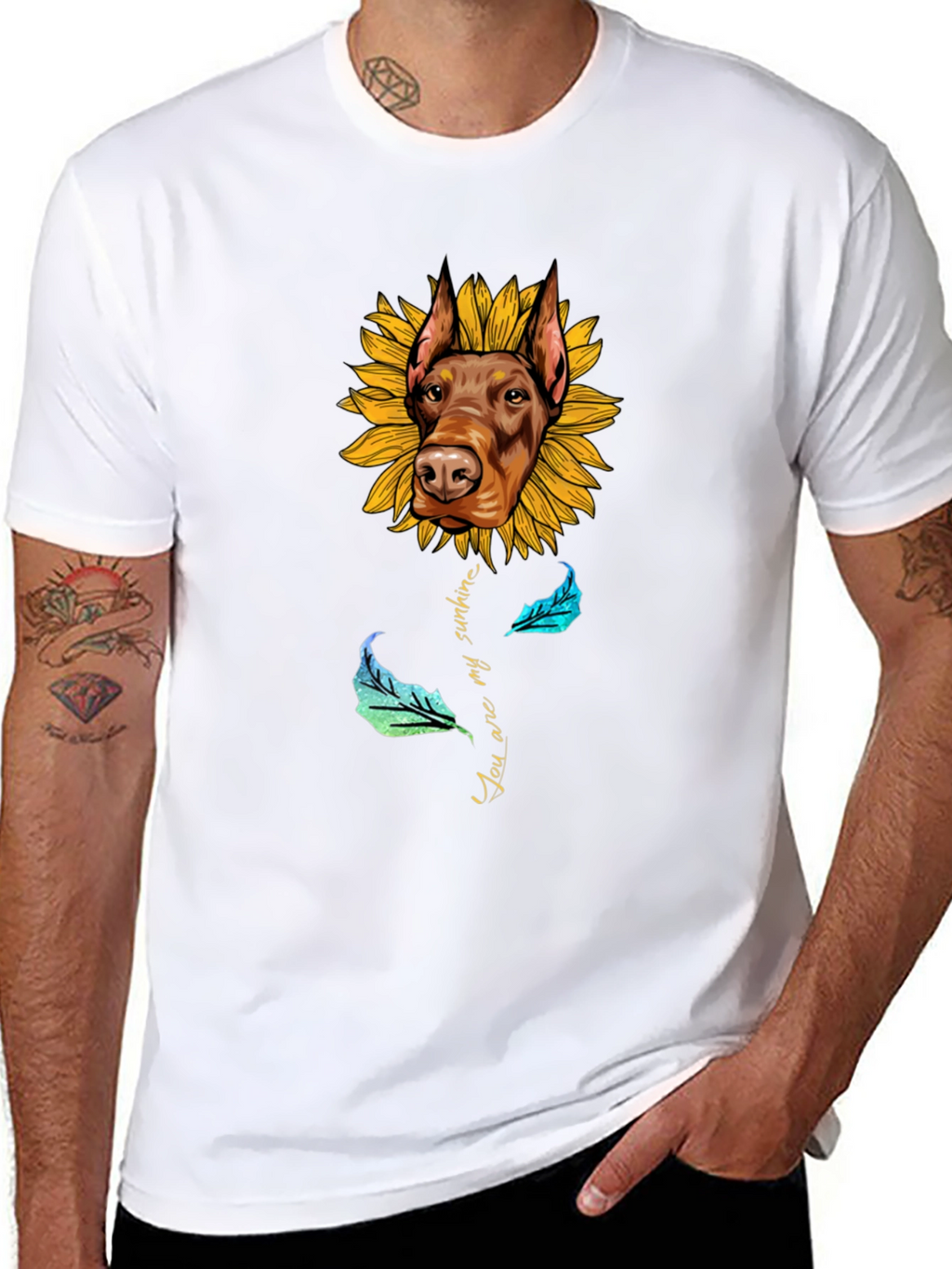 Doberman Sunflower T-Shirt - You Are My Sunshine