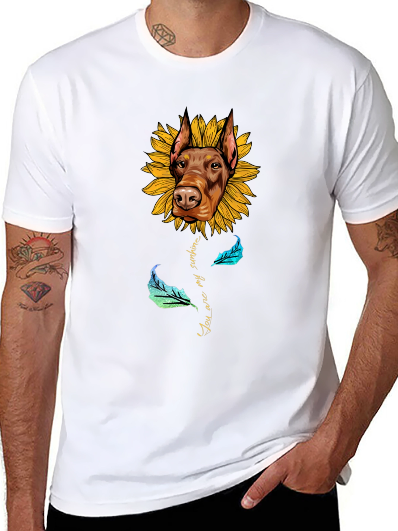 Doberman Sunflower T-Shirt - You Are My Sunshine