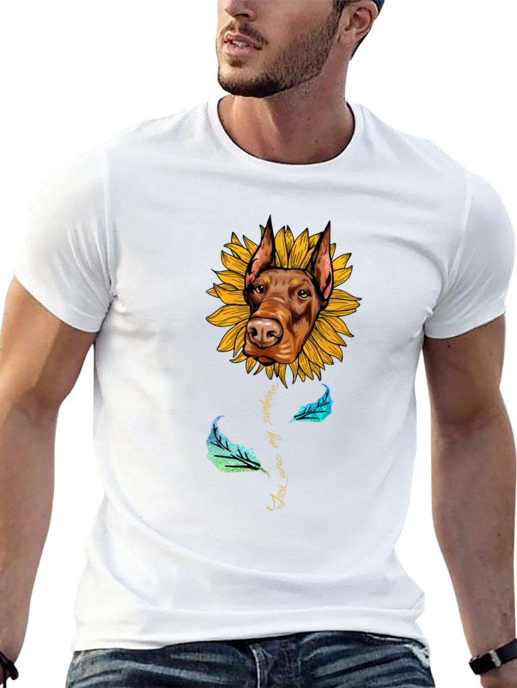 Doberman Sunflower T-Shirt - You Are My Sunshine