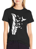 Feather Birds Graphic Tee - Stylish Mens Black T-Shirt