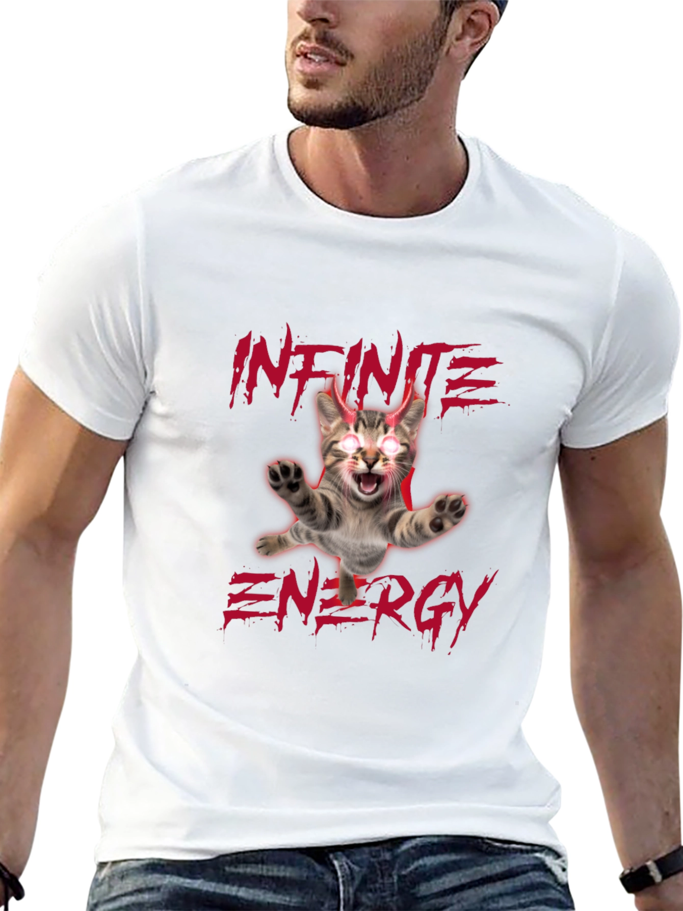 Infinite Energy Cat T-Shirt - Mens Black Tee