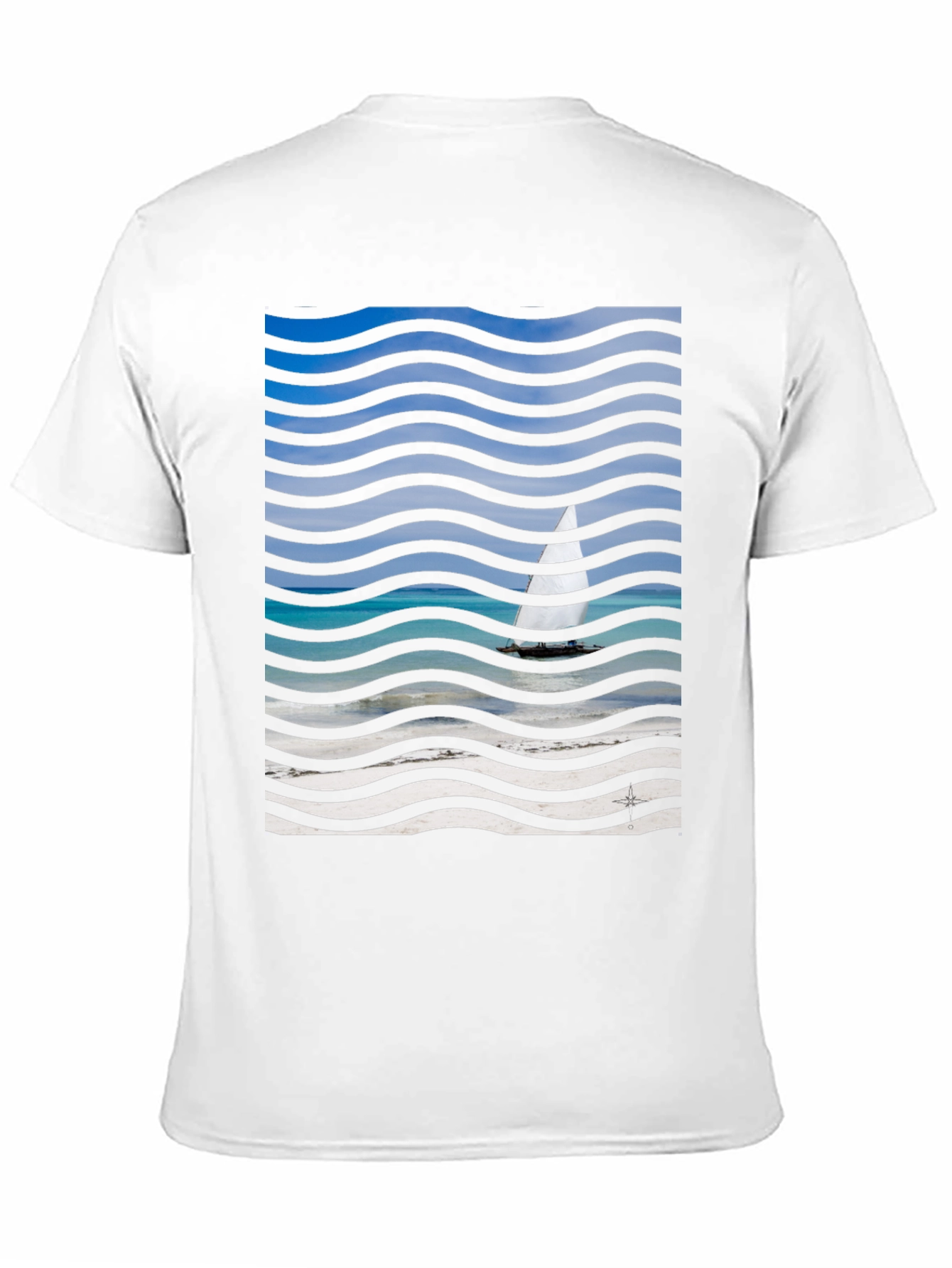 Wavy Sailboat Graphic T-Shirt