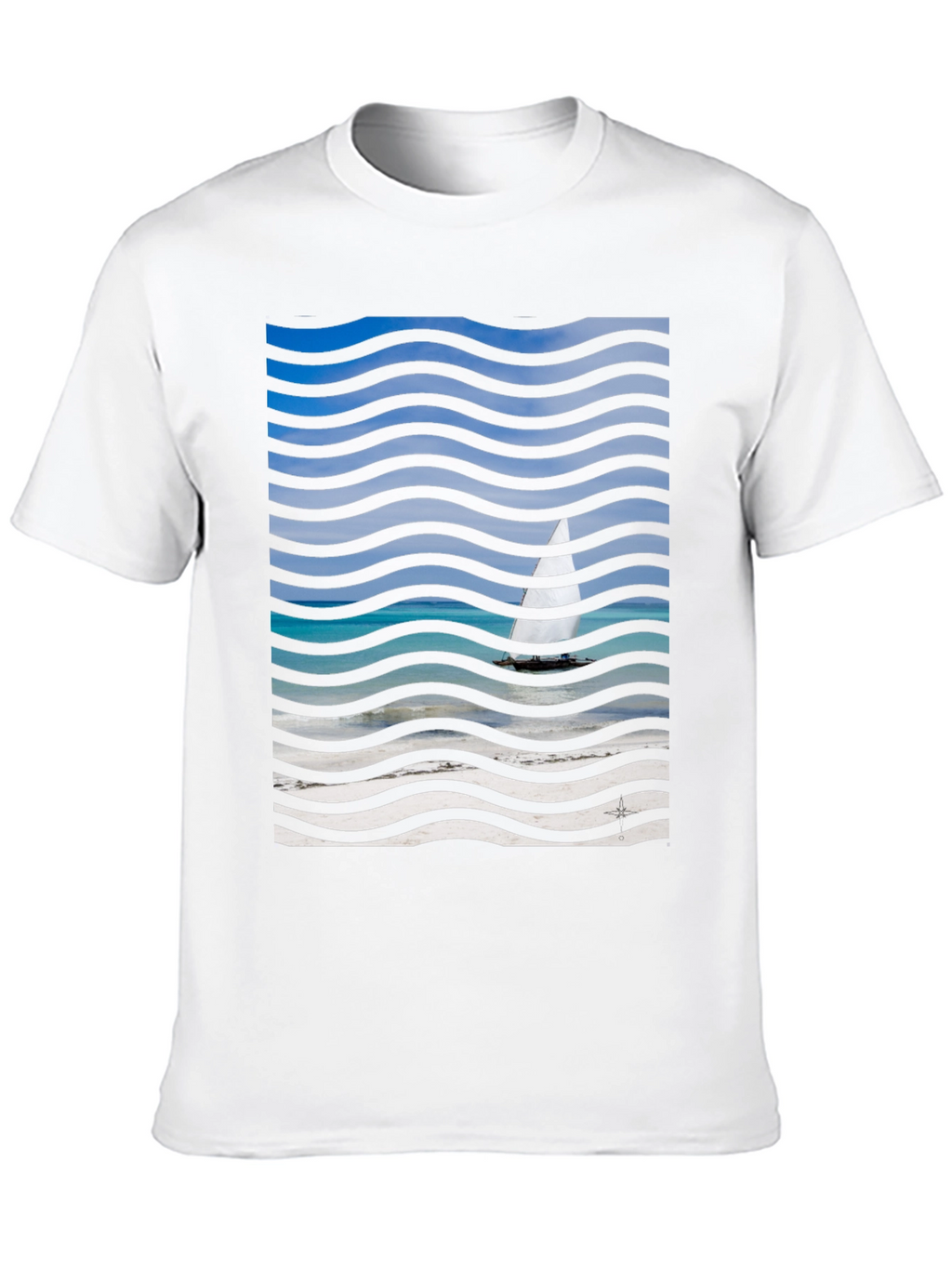 Wavy Sailboat Graphic T-Shirt