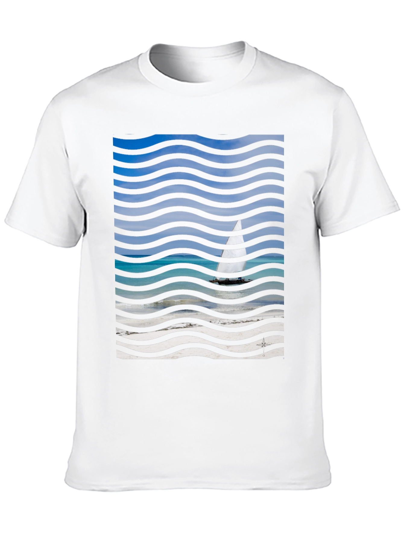 Wavy Sailboat Graphic T-Shirt