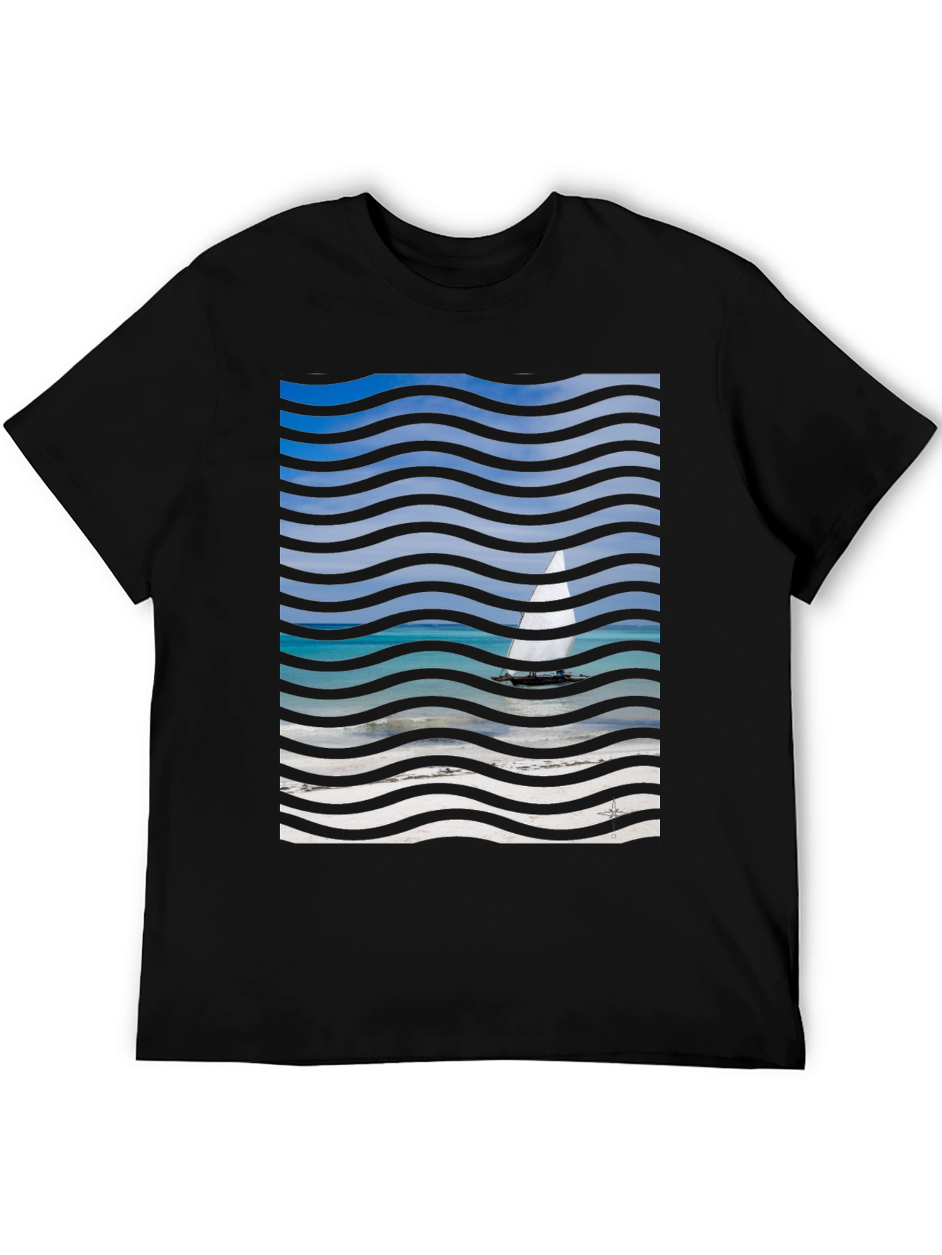 Wavy Sailboat Graphic T-Shirt