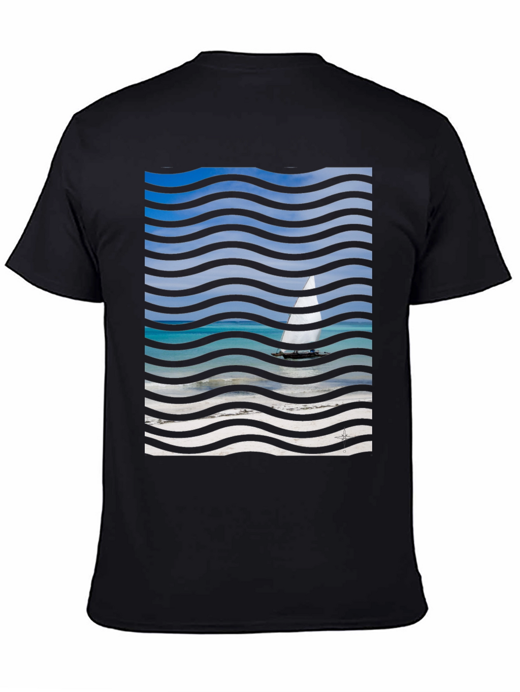 Wavy Sailboat Graphic T-Shirt