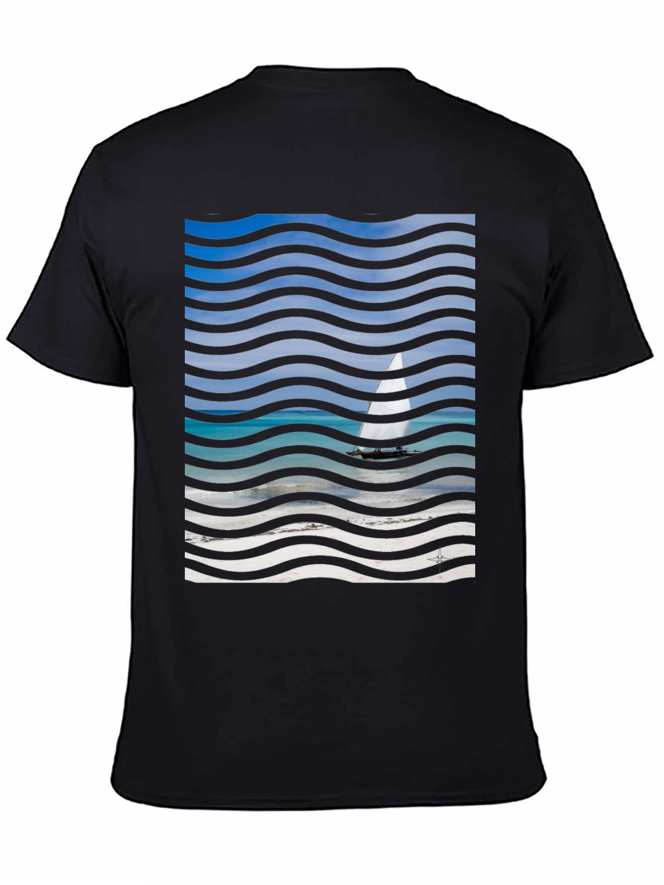 Wavy Sailboat Graphic T-Shirt