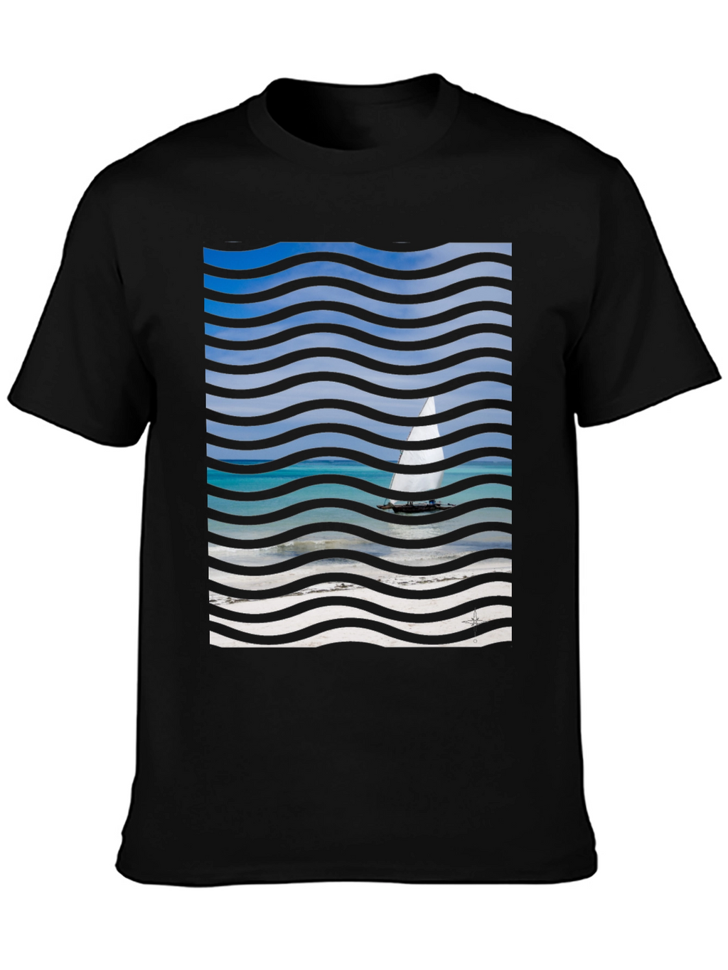 Wavy Sailboat Graphic T-Shirt