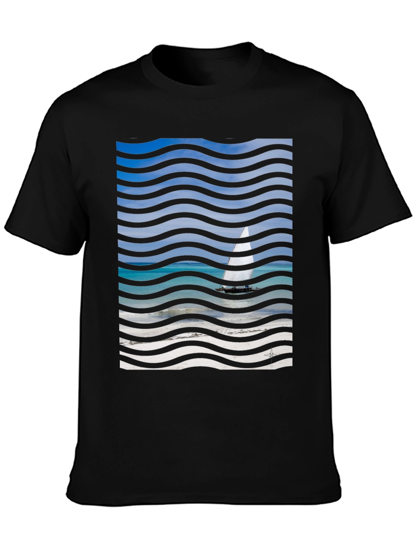 Wavy Sailboat Graphic T-Shirt