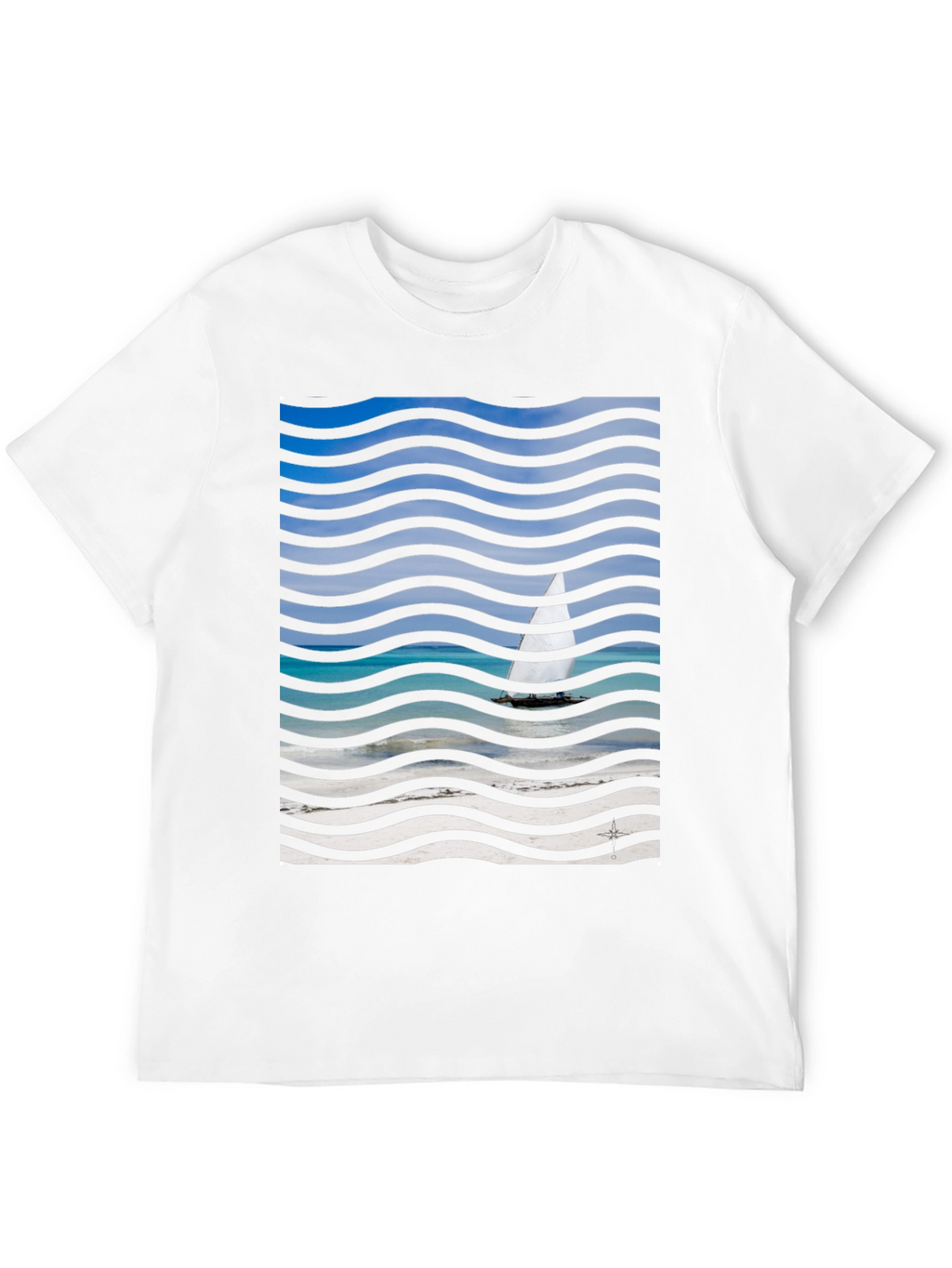 Wavy Sailboat Graphic T-Shirt