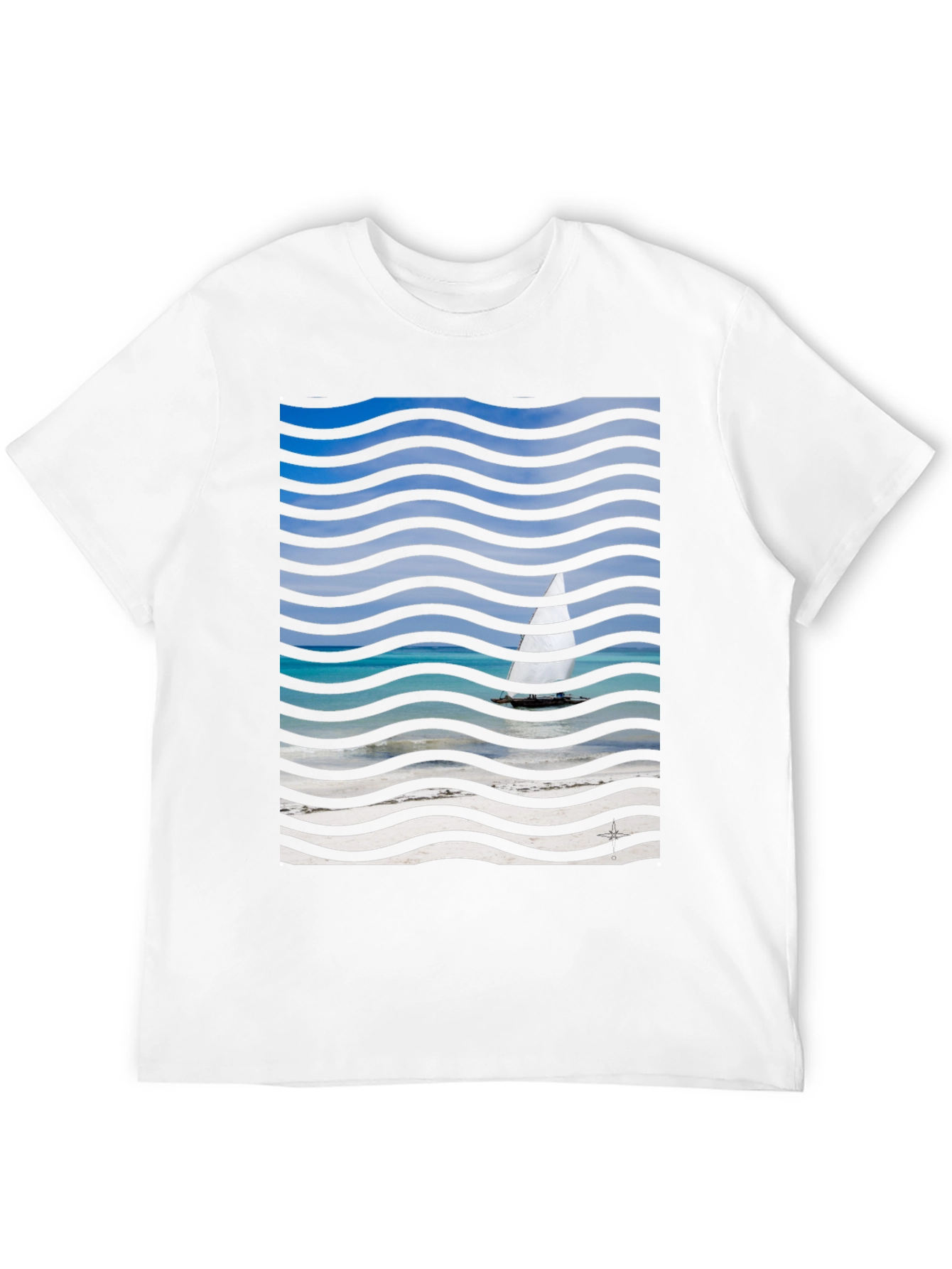 Wavy Sailboat Graphic T-Shirt