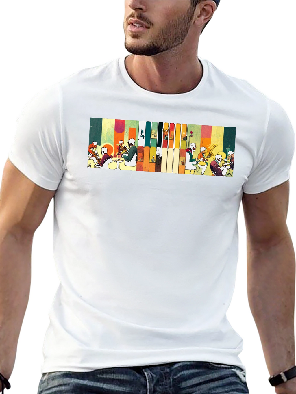 Abstract Jazz Band Graphic Black Tee