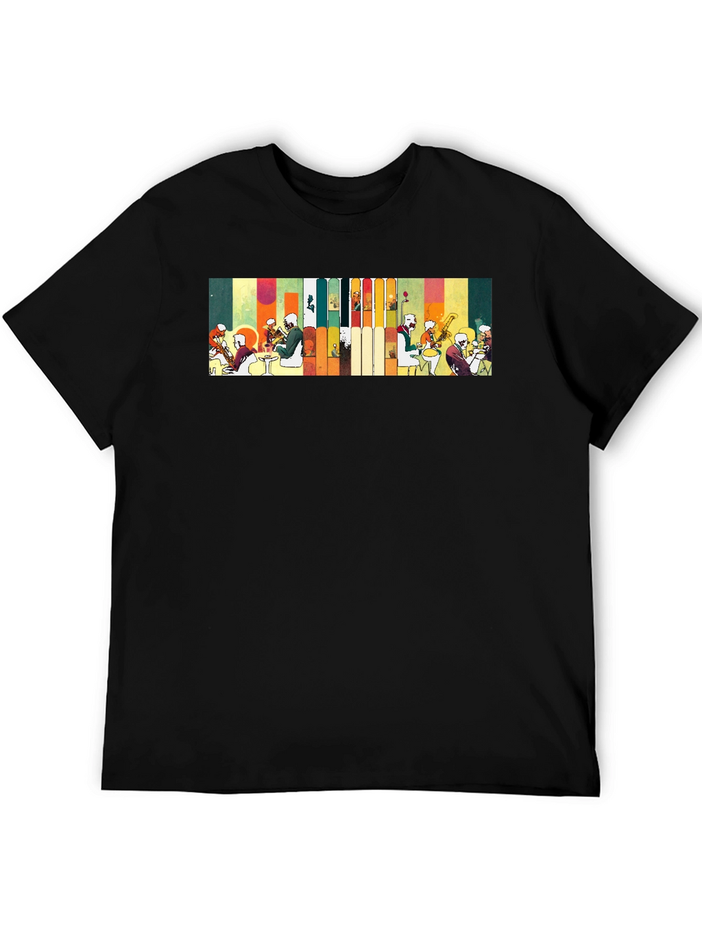 Abstract Jazz Band Graphic Black Tee