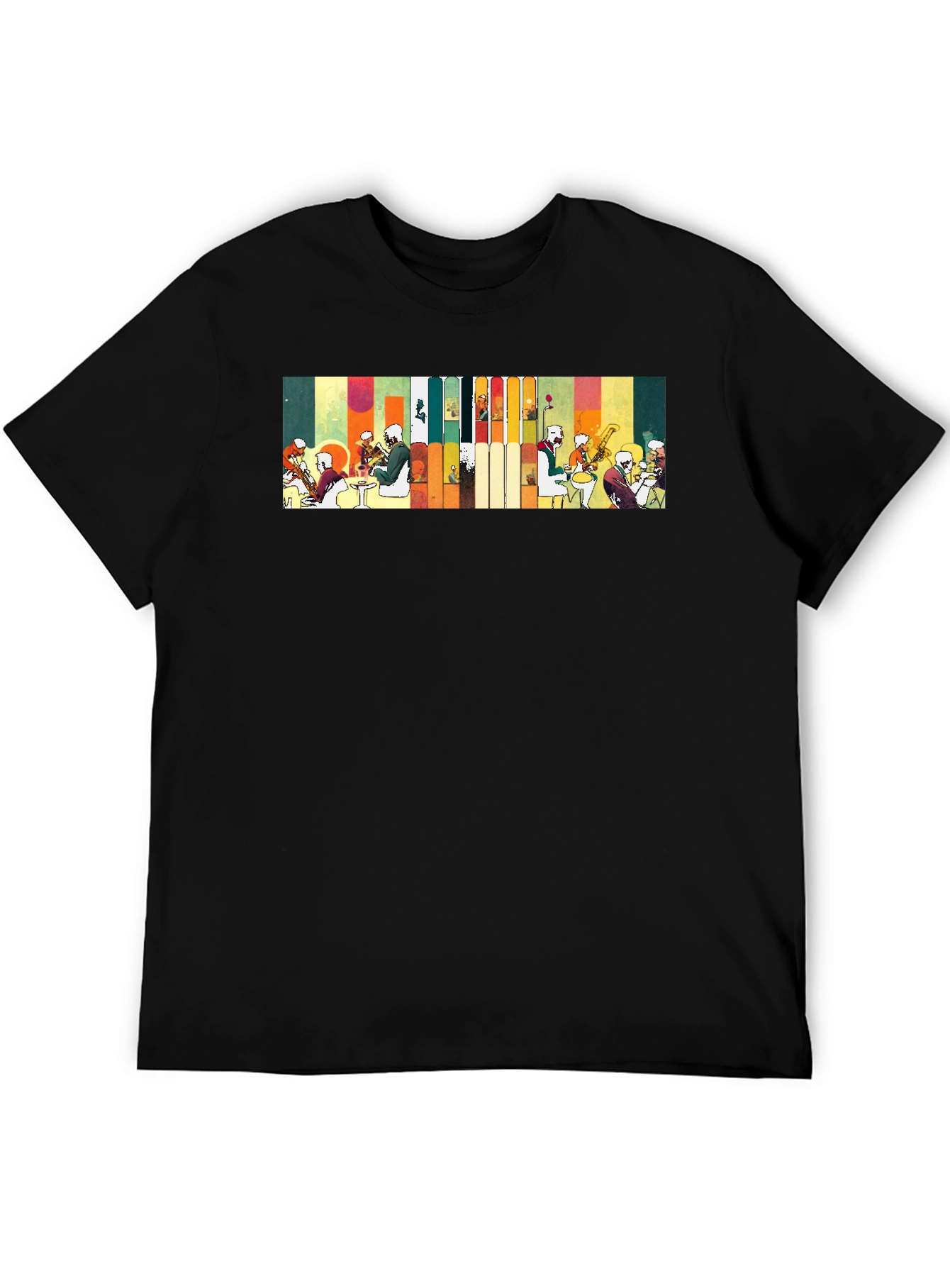 Abstract Jazz Band Graphic Black Tee