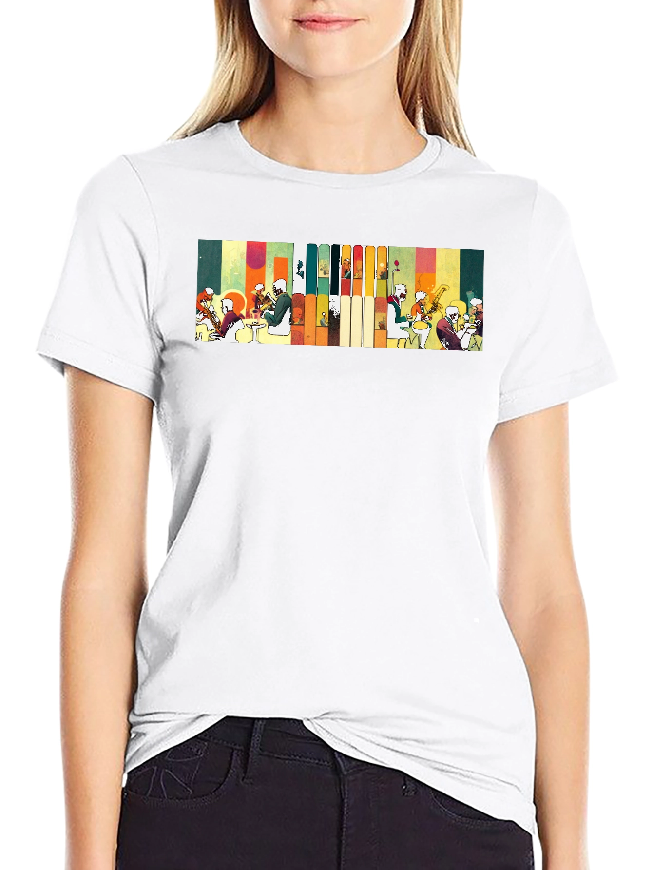Abstract Jazz Band Graphic Black Tee