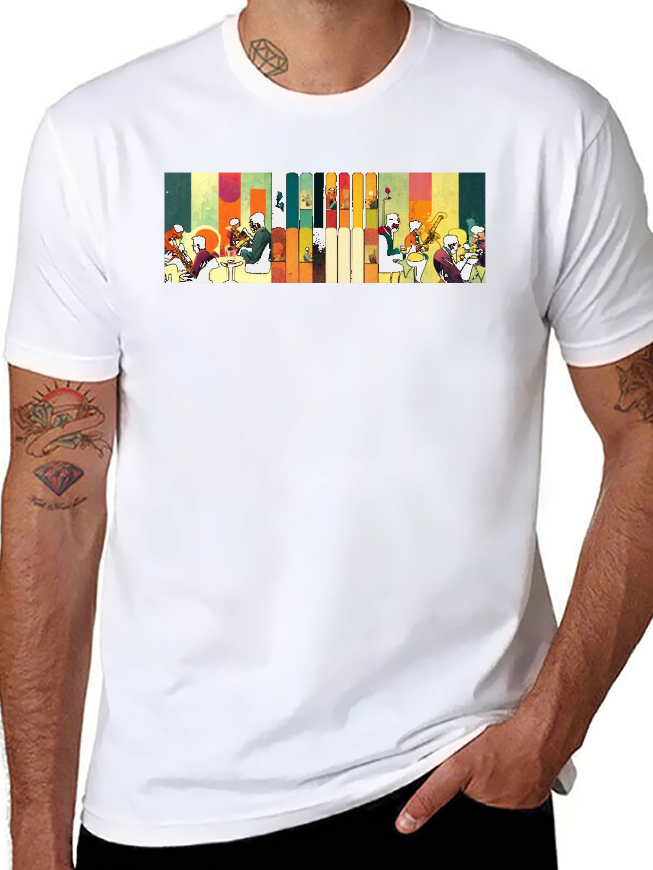 Abstract Jazz Band Graphic Black Tee